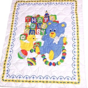 Vintage Classic Bear & Block That’s Our Baby Quilt Fabric Sewing Blanket Panel